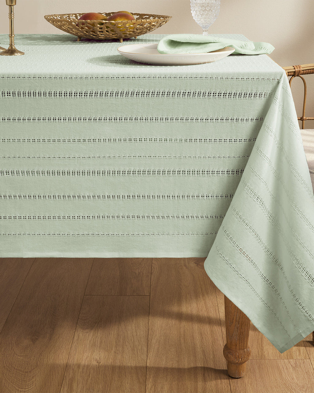 Woven Tablecloth in Sage Green
