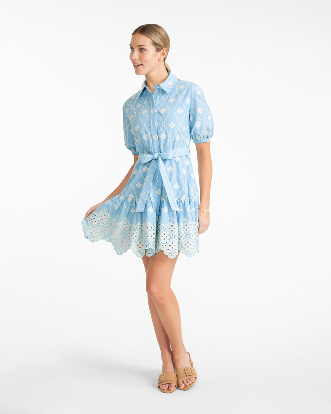 Kallie Mini Dress in Eyelet Embroidery