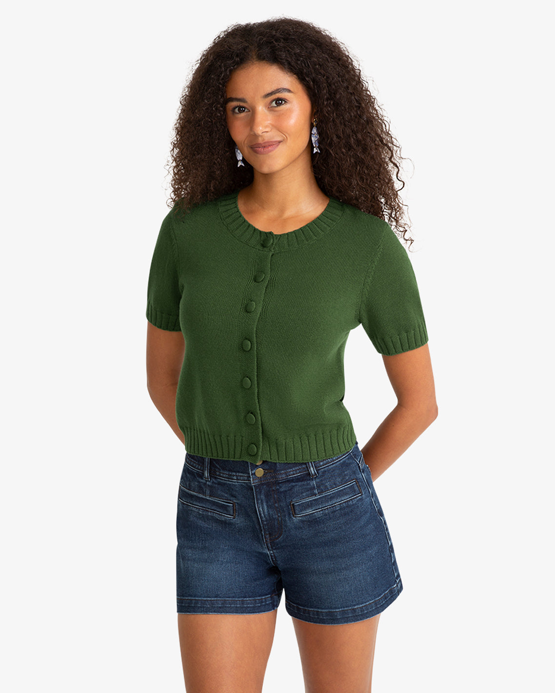Short Sleeve Puff Sleeve Cardigan