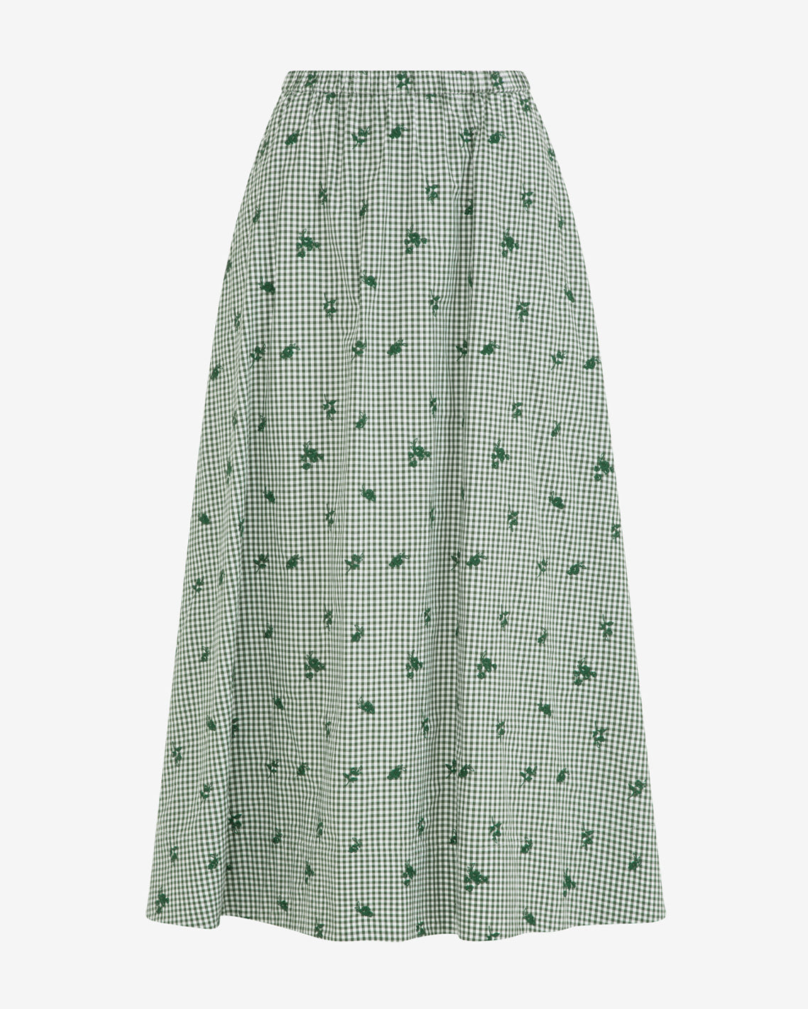 Midi Skirt in Green Gingham