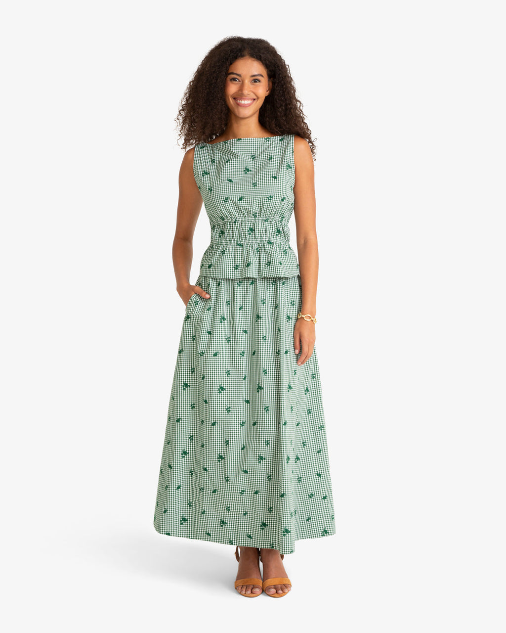Midi Skirt in Green Gingham